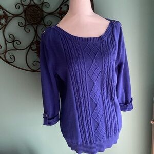 EUC Studio Works 3/4 Sleeve Sweater SZ L Blue